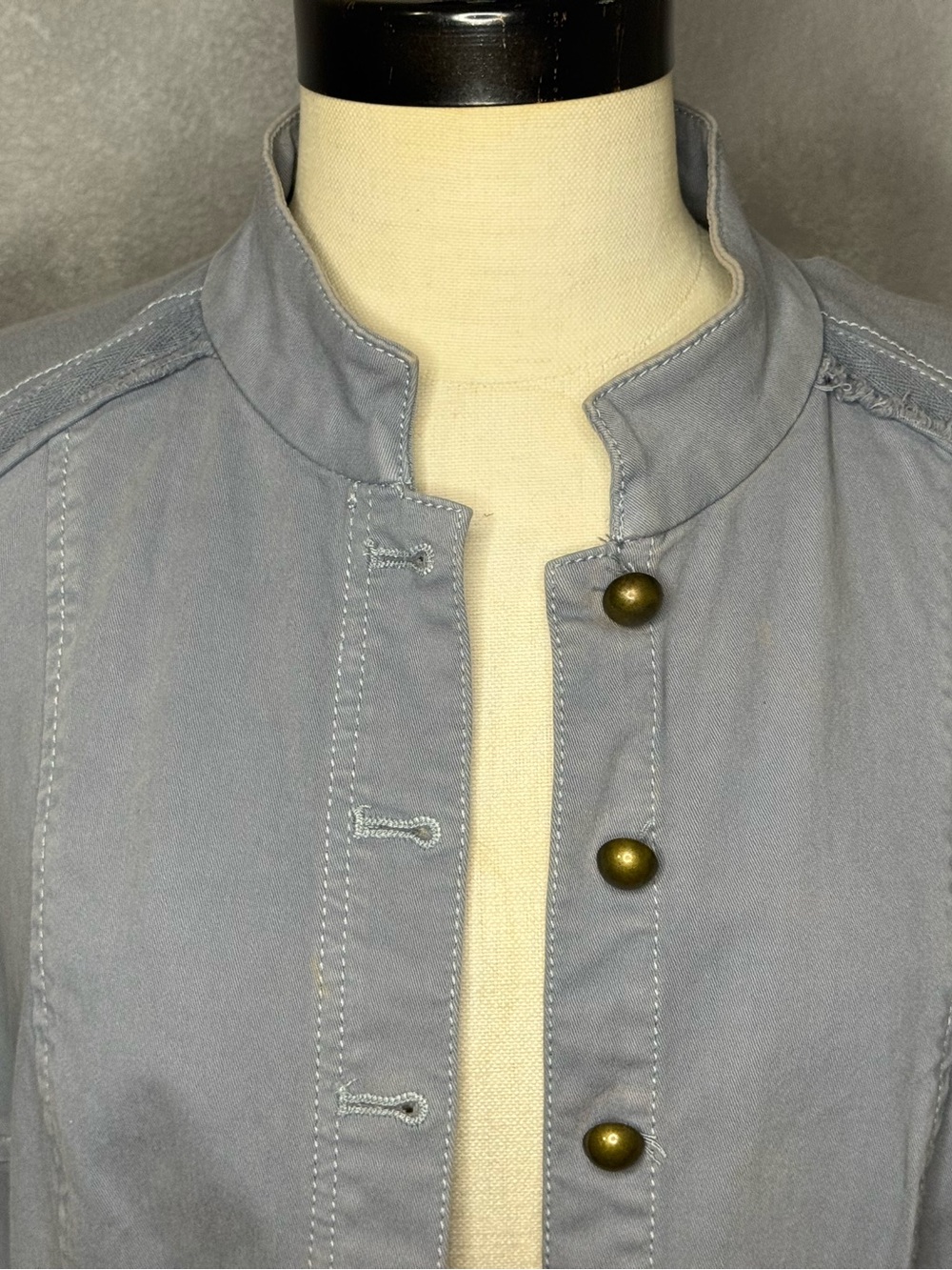 White House Black Market Blue Stretch Utility Jacket | Button Front | Women's 10 - Picture 2 of 8